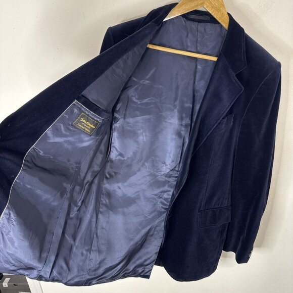 Vintage John Stephen Of London Limited Edition Men 38 Blue Velvet Blazer - Picture 7 of 9